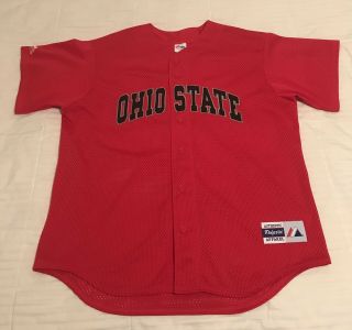 Vintage Ohio State Buckeyes Baseball Jersey Majestic Men Xl Red Rare 1990s