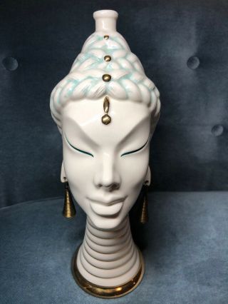 Rare Women Head Shaped Wine Decanter Ceramiche Made By Canova