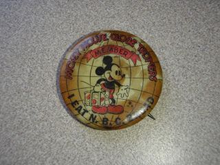 Rare Mickey Mouse Pnback Pin Walt Disney Productions I Eat N.  B.  C.  Bread Bx J 60