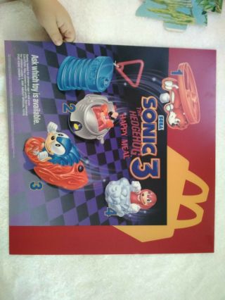 Retro Sonic The Hedgehog 3 McDonald ' s Display,  Sign,  Happy Meal Bag,  1993,  Rare 4