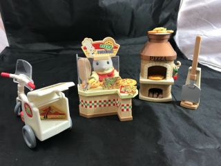 Calico Critters Sylvanian Families Ring Ring Pizza Shop Japanese Set Rare Htf