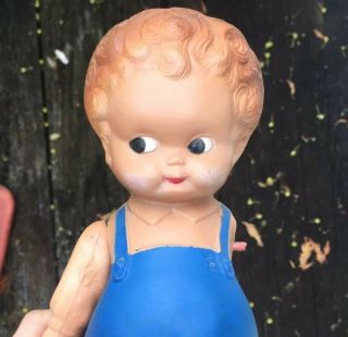 Adorable Rare Vintage Rubber Squeaky Squeak Little Boy Doll Toy Irwin Made Usa