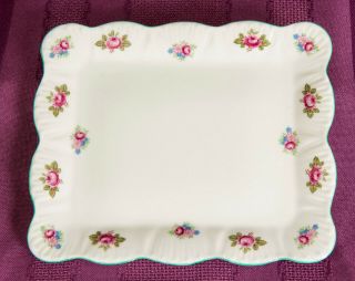 STUNNING EXTREMELY RARE SHELLEY DAINTY SQUARE ROSEBUD BUTTER CHEESE DISH W/COVER 5