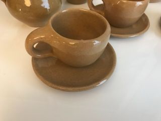 Rare Bybee Pottery 12 Pc Coffee Tea Set In Tan With Jam Jelly Condiment Dish 5