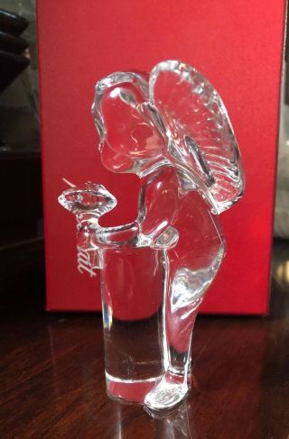 Rare Baccarat Cherub Angel Holding Flowers Figurine Made In French W/box