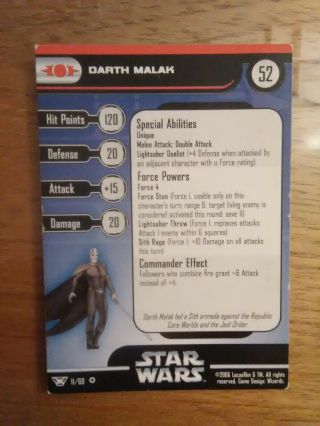 Star Wars Miniatures Champions Of The Force 11 Darth Malak Very Rare