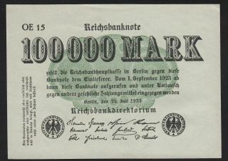 1923 100,  000 Mark Germany Rare Vintage Paper Money Banknote Currency P 91b Unc
