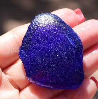 Xxxxl Frosty Rare Cobalt Blue Seaglass From Sea Of Japan,  Russia
