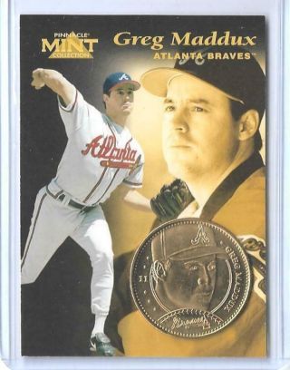 Rare 1997 Pinnacle Greg Maddux Gold Plated Coin & Die - Cut Card 11 Braves