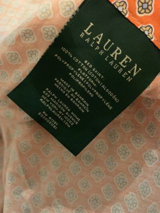 Ralph Lauren Orange Floral Queen Bed Skirt 15” Split Corner Rare EUC 2