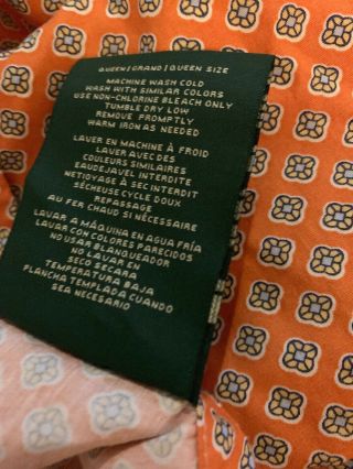 Ralph Lauren Orange Floral Queen Bed Skirt 15” Split Corner Rare EUC 3