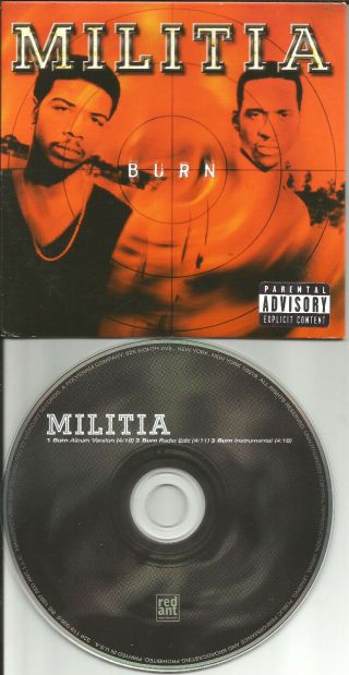 Militia Burn 3trx W/ Rare Radio Edit & Instrumental Limited Usa Cd Single 1997