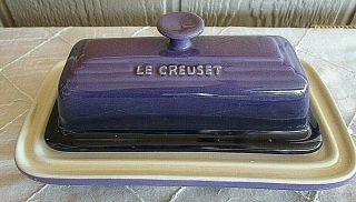 Le Creuset Cassis Purple Stoneware Covered Butter Dish Rare