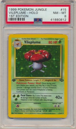 Psa 8 Pokemon Jungle 1st Edition Holo Rare Vileplume 15/64 Nm/mint A