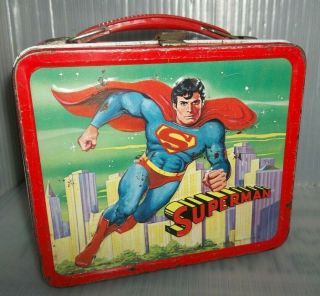 Rare 1978 Superman The Movie Metal Lunch Box Cool Lunchbox Christopher Reeves
