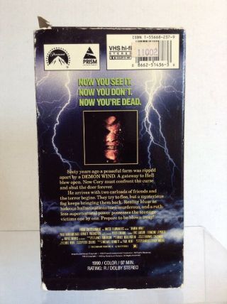 Demon Wind (VHS,  1990) Ultra Rare Horror PRISM,  and 3