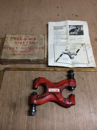 Rare Vintage Tox - O - Wik Riveter And Rivet Remover With Instructions And Box