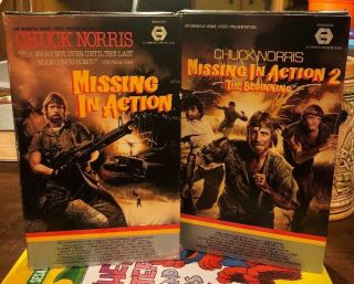 Missing In Action 1 & 2 The Beginning Vhs Chuck Norris Big Box Rare