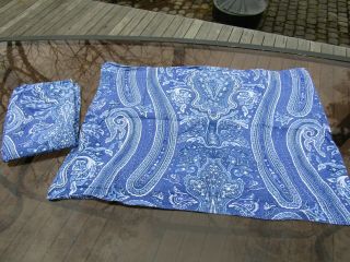 Ralph Lauren Remington/putney Paisley Blue Pillow Sham Pair Euc Rare