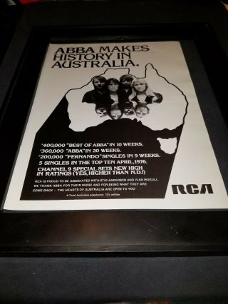Abba Rare Australia Rca 1976 Promo Poster Ad 2