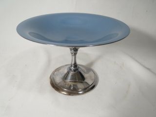 Reed & Barton Round Compote / Candy Dish Rare Blue Enamel & Silverplate 141
