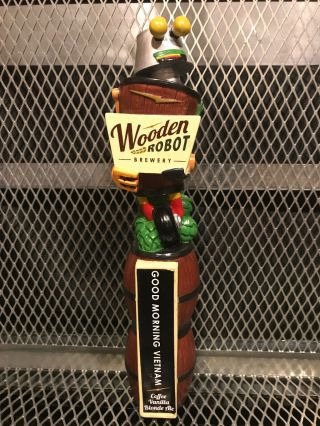 Wooden Robot Brewery Charlotte Nc Rare Good Morning Vietnam Beer Tap Handle