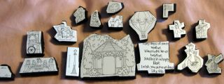 TOWN SCENE RARE SUMMERTIME STAMPIN UP RUBBER STAMPS GAZEBO PARK HOT AIR BALOON 3