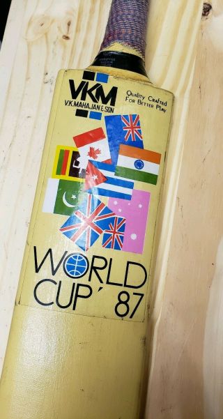 World Cup 1987 Bdm Adult Size English Cricket Bat Vkm Rare Look