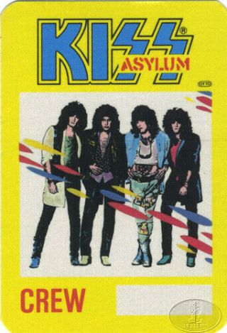Rare Kiss 1985 Asylum Tour Backstage Pass Crew