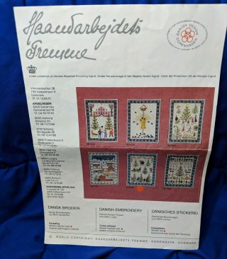 Rare 1980 Cutting Down Christmas Tree Danish Counted Cross Stitch Partial Kit
