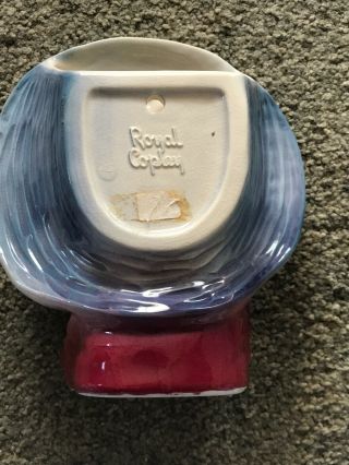Rare Vintage Royal Copley Head Vase Wall Pocket Little Girl In Blue Hat 2