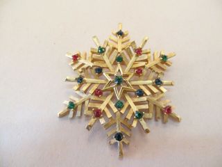 Rare Vintage Trifari Gold Tone Snowflake Pin Brooch