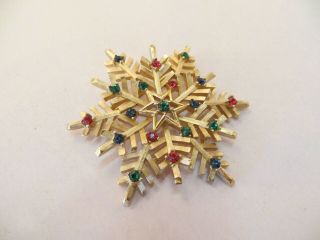 Rare Vintage Trifari Gold Tone Snowflake Pin brooch 2