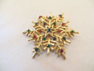 Rare Vintage Trifari Gold Tone Snowflake Pin brooch 3