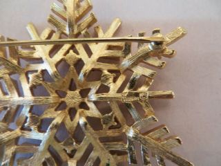 Rare Vintage Trifari Gold Tone Snowflake Pin brooch 5