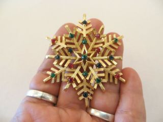 Rare Vintage Trifari Gold Tone Snowflake Pin brooch 6