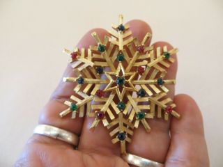 Rare Vintage Trifari Gold Tone Snowflake Pin brooch 7