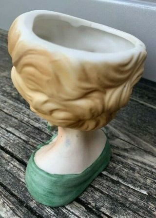 Vintage Norleans 4 1/4” Pretty Lady Head Vase Charming Headvase Earrings Rare 4