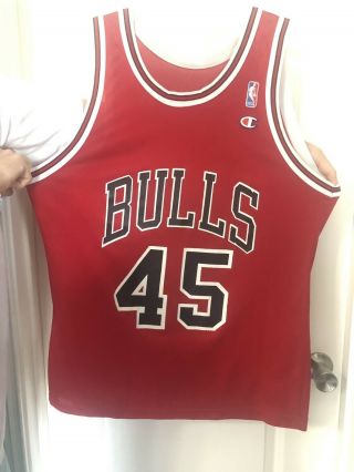 Vintage Rare Champion Michael Jordan Chicago Bulls 45 Red Jersey Men 