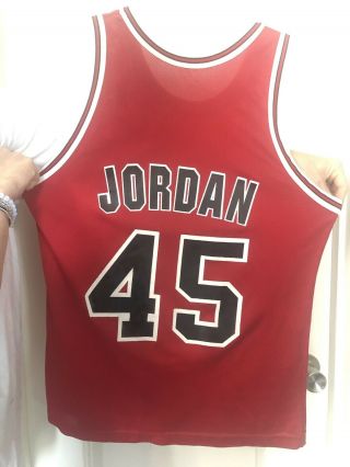 Vintage RARE Champion Michael Jordan Chicago Bulls 45 Red Jersey Men ' s 44 Large 2