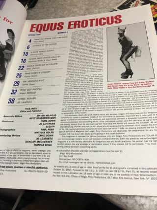 1997 Equus Eroticus Premiere First Issue Rare World Of Pony Girls & Boys Adults 8