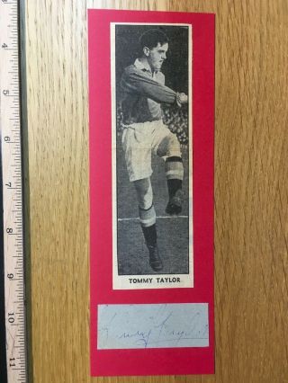 Rare Tommy Taylor Signed Card & Picture Manchester United Autograph Busby Babes