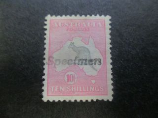 Kangaroo Stamps: 10/ - Specimen 1st Watermark - Rare (g362)