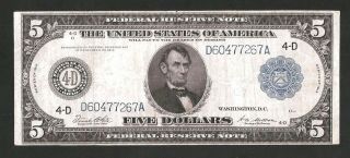 Rare Sharp Type A Cleveland 1914 $5 Federal Reserve Note