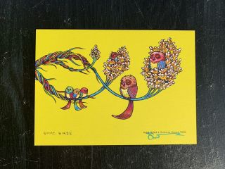 Marq Spusta Some Birds Neon Yellow Mini Art Print Poster Signed 5 X 7 Inch Rare