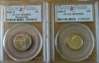 2006 - P And D Roosevelt And Jefferson Pcgs Ms69fb And Ms68fs Both Rare In This.