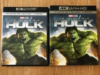 The Incredible Hulk 4k (4k Ultra Hd,  Blu - Ray,  Rare Slipcover 2008) No Code