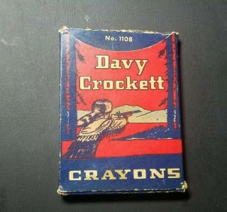 Vintage Davy Crockett Crayon Box Rare With Crayons