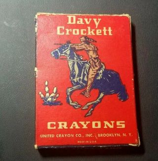 VINTAGE DAVY CROCKETT Crayon Box RARE with Crayons 2