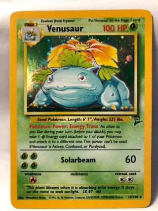 Venusaur 18/130 Pokemon Card Base Set 2 Holo Rare Nm